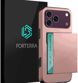Forterra Forterra iPhone 18 Pro Hoesje Pashouder Hard - Rose Goud