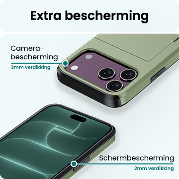 Forterra Forterra iPhone 18 Pro Hoesje Pashouder Hard Met 2x Screenprotector - Donker Groen