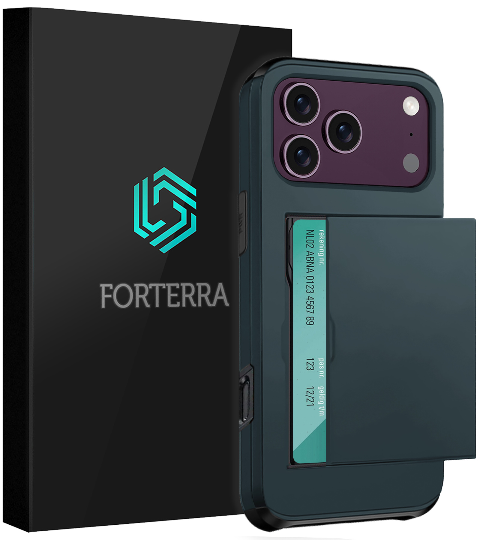 Forterra Forterra iPhone 18 Pro Max Hoesje Pashouder Hard - Donker Blauw
