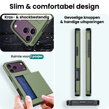 Forterra Forterra iPhone 18 Pro Max Hoesje Pashouder Hard - Donker Groen