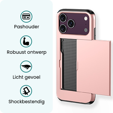 Forterra Forterra iPhone 18 Pro Max Hoesje Pashouder Hard - Rose Goud