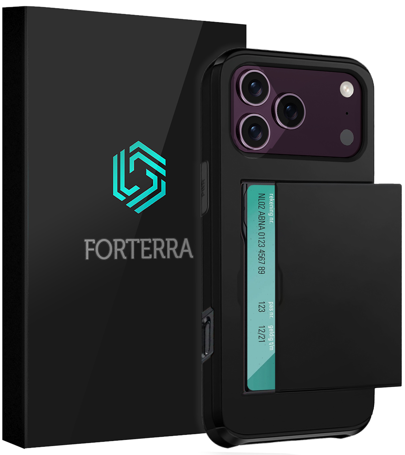 Forterra Forterra iPhone 18 Pro Max Hoesje Pashouder Hard - Zwart