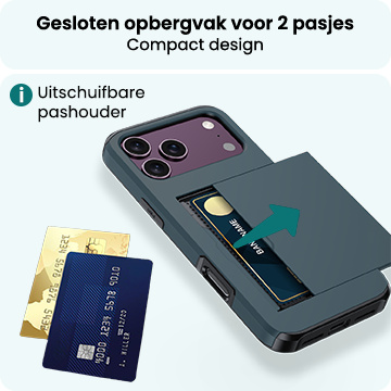 Forterra Forterra iPhone 18 Pro Max Hoesje Pashouder Hard Met Screenprotector - Donker Blauw