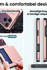 Forterra Forterra iPhone 18 Pro Max Hoesje Pashouder Hard Met Screenprotector - Rose Goud