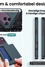 Forterra Forterra iPhone 18 Pro Max Hoesje Pashouder Hard Met 2x Screenprotector - Donker Blauw