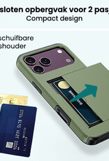 Forterra Forterra iPhone 18 Pro Max Hoesje Pashouder Hard Met 2x Screenprotector - Donker Groen