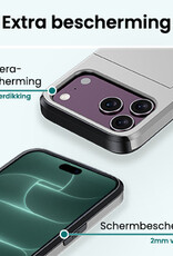 Forterra Forterra iPhone 18 Pro Max Hoesje Pashouder Hard Met 2x Screenprotector - Grijs