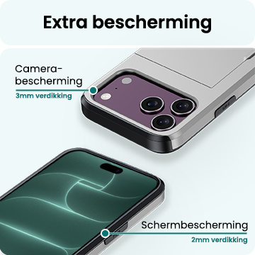 Forterra Forterra iPhone 18 Pro Max Hoesje Pashouder Hard Met 2x Screenprotector - Grijs