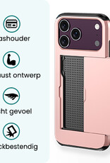 Forterra Forterra iPhone 18 Pro Max Hoesje Pashouder Hard Met 2x Screenprotector - Rose Goud