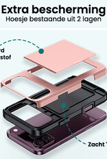Forterra Forterra iPhone 18 Pro Max Hoesje Pashouder Hard Met 2x Screenprotector - Rose Goud