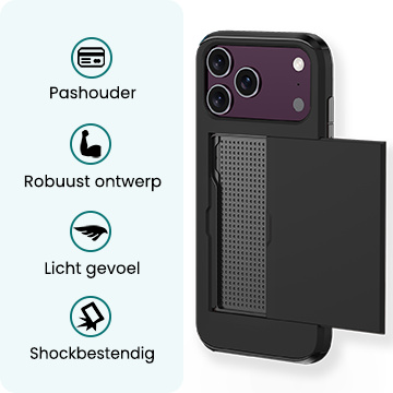 Forterra Forterra iPhone 18 Pro Max Hoesje Pashouder Hard Met 2x Screenprotector - Zwart