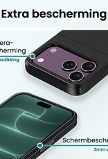 Forterra Forterra iPhone 18 Pro Max Hoesje Pashouder Hard Met 2x Screenprotector - Zwart