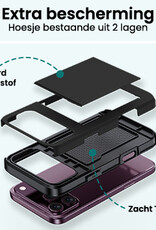 Forterra Forterra iPhone 18 Pro Max Hoesje Pashouder Hard Met 2x Screenprotector - Zwart