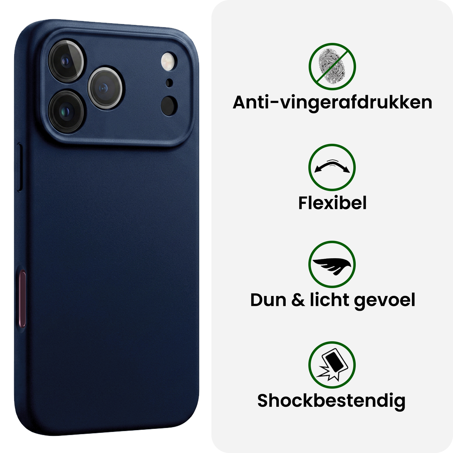 BASEY. BASEY. iPhone 18 Pro Hoesje Siliconen - Donkerblauw - 2 PACK
