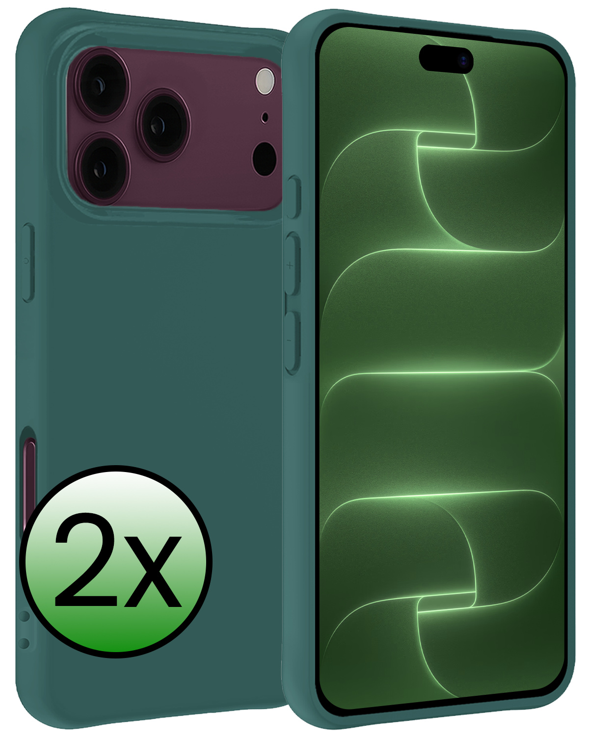 BASEY. BASEY. iPhone 18 Pro Hoesje Siliconen - Donkergroen - 2 PACK