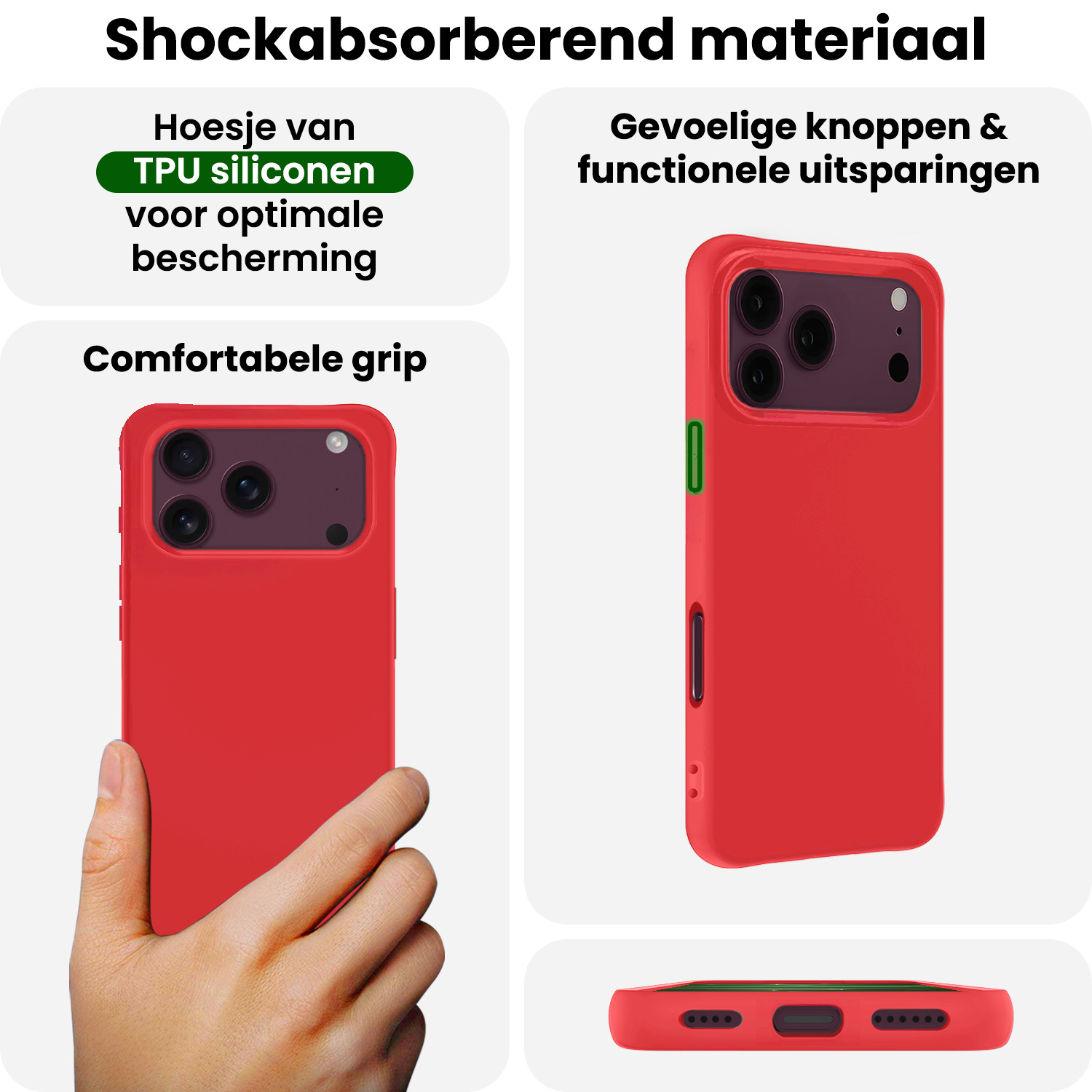 BASEY. BASEY. iPhone 18 Pro Hoesje Siliconen - Rood - 2 PACK
