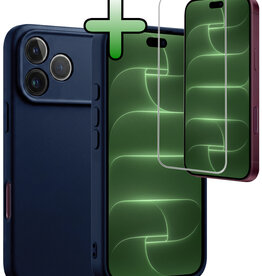 BASEY. BASEY. iPhone 18 Pro Hoesje Siliconen Met Screenprotector Met Dichte Notch - Donkerblauw