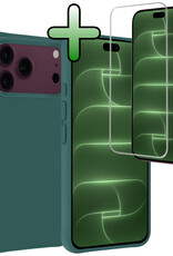 BASEY. BASEY. iPhone 18 Pro Hoesje Siliconen Met Screenprotector Met Dichte Notch - Donkergroen