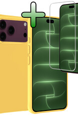 BASEY. BASEY. iPhone 18 Pro Hoesje Siliconen Met Screenprotector Met Dichte Notch - Geel