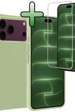 BASEY. BASEY. iPhone 18 Pro Hoesje Siliconen Met Screenprotector Met Dichte Notch - Groen