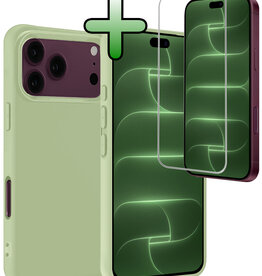BASEY. BASEY. iPhone 18 Pro Hoesje Siliconen Met Screenprotector Met Dichte Notch - Groen