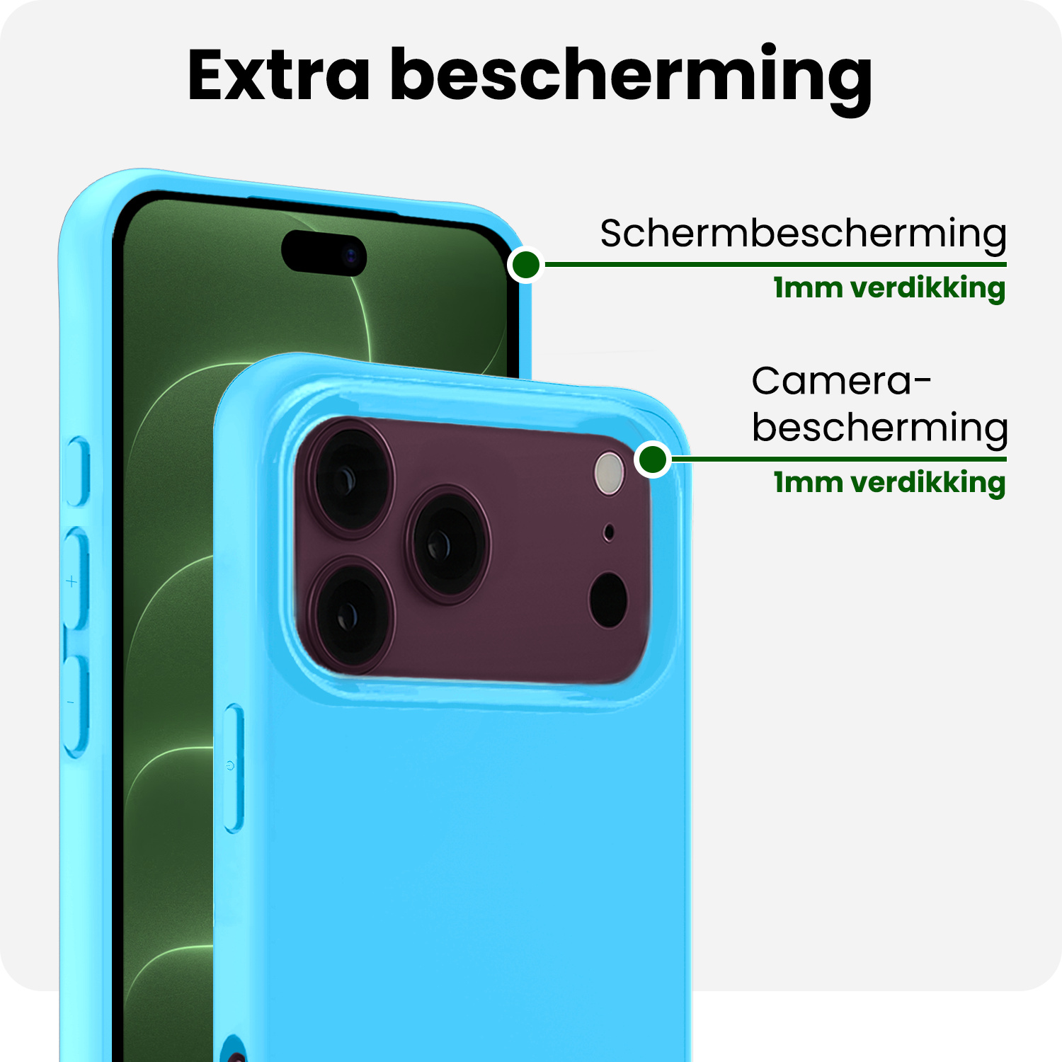 BASEY. BASEY. iPhone 18 Pro Hoesje Siliconen Met Screenprotector Met Dichte Notch - Lichtblauw