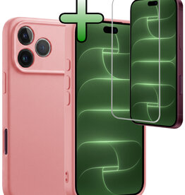 BASEY. BASEY. iPhone 18 Pro Hoesje Siliconen Met Screenprotector Met Dichte Notch - Lichtroze