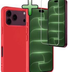 BASEY. BASEY. iPhone 18 Pro Hoesje Siliconen Met Screenprotector Met Dichte Notch - Rood
