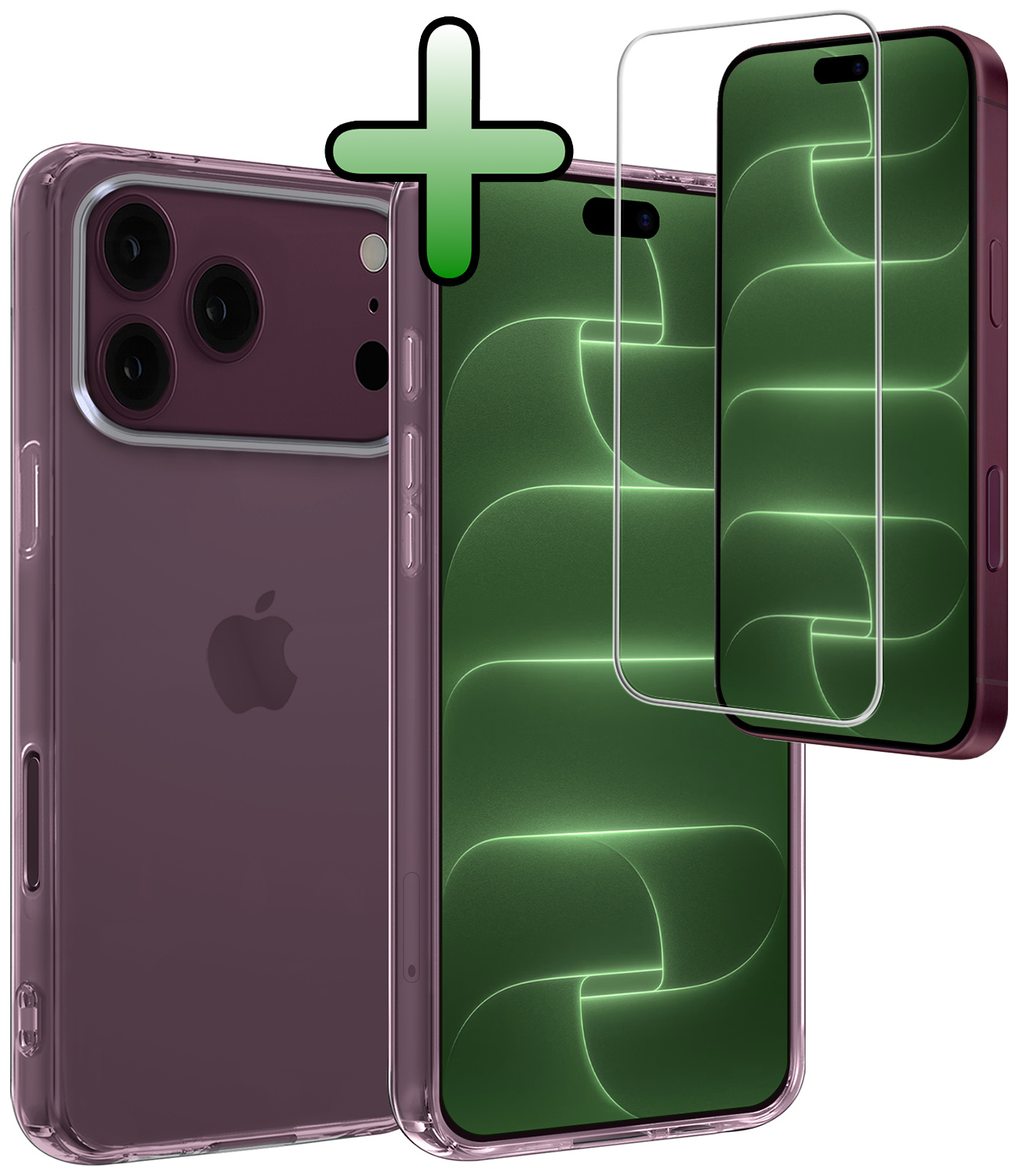 BASEY. BASEY. iPhone 18 Pro Hoesje Siliconen Met Screenprotector Met Dichte Notch - Transparant