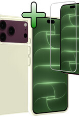 BASEY. BASEY. iPhone 18 Pro Hoesje Siliconen Met Screenprotector Met Dichte Notch - Wit