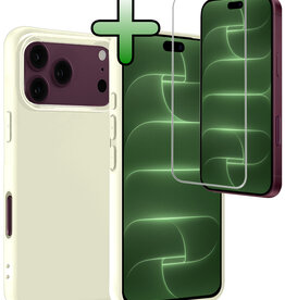 BASEY. BASEY. iPhone 18 Pro Hoesje Siliconen Met Screenprotector Met Dichte Notch - Wit