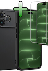 BASEY. BASEY. iPhone 18 Pro Hoesje Siliconen Met Screenprotector Met Dichte Notch - Zwart