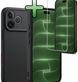 BASEY. BASEY. iPhone 18 Pro Hoesje Siliconen Met Screenprotector Met Dichte Notch - Zwart