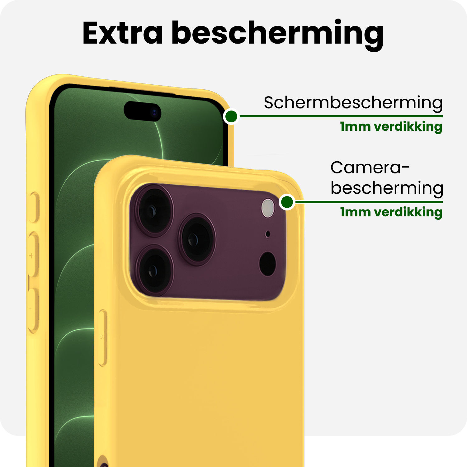 BASEY. BASEY. iPhone 18 Pro Hoesje Siliconen Met 2x Screenprotector Met Dichte Notch - Geel