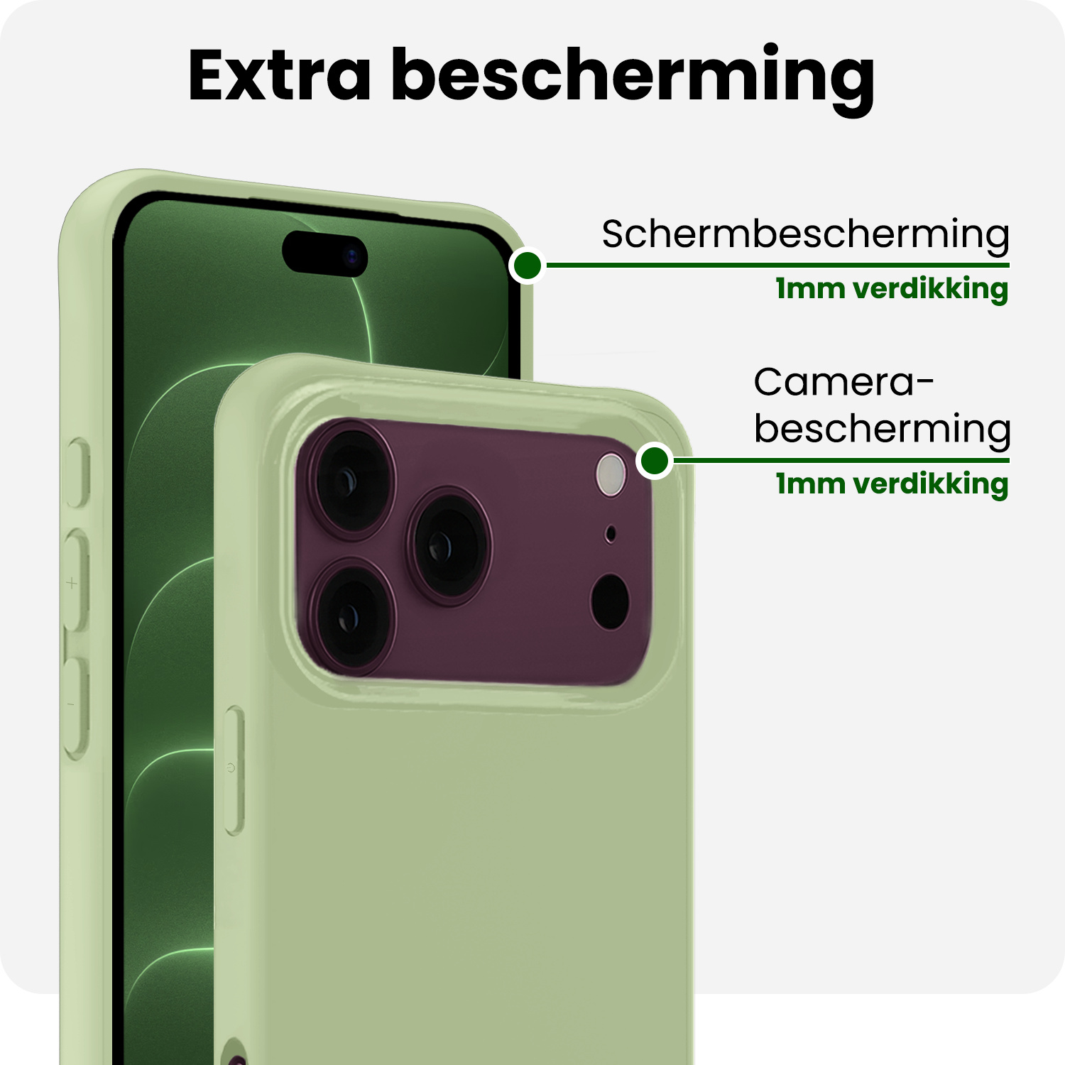 BASEY. BASEY. iPhone 18 Pro Hoesje Siliconen Met 2x Screenprotector Met Dichte Notch - Groen