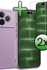 BASEY. BASEY. iPhone 18 Pro Hoesje Siliconen Met 2x Screenprotector Met Dichte Notch - Lila