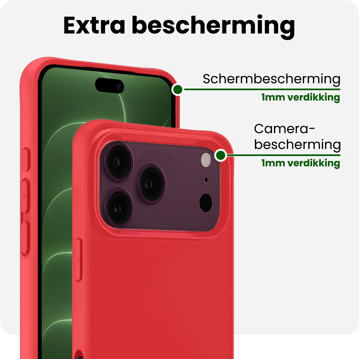 BASEY. BASEY. iPhone 18 Pro Hoesje Siliconen Met 2x Screenprotector Met Dichte Notch - Rood