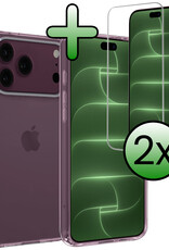 BASEY. BASEY. iPhone 18 Pro Hoesje Siliconen Met 2x Screenprotector Met Dichte Notch - Transparant