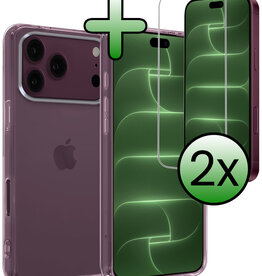 BASEY. BASEY. iPhone 18 Pro Hoesje Siliconen Met 2x Screenprotector Met Dichte Notch - Transparant