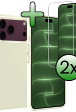 BASEY. BASEY. iPhone 18 Pro Hoesje Siliconen Met 2x Screenprotector Met Dichte Notch - Wit