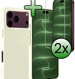 BASEY. BASEY. iPhone 18 Pro Hoesje Siliconen Met 2x Screenprotector Met Dichte Notch - Wit