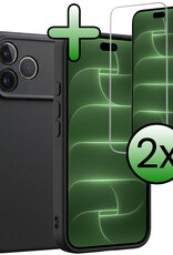 BASEY. BASEY. iPhone 18 Pro Hoesje Siliconen Met 2x Screenprotector Met Dichte Notch - Zwart