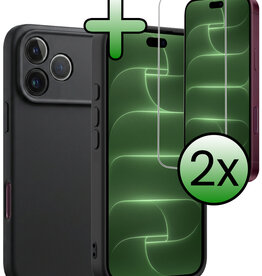 BASEY. BASEY. iPhone 18 Pro Hoesje Siliconen Met 2x Screenprotector Met Dichte Notch - Zwart