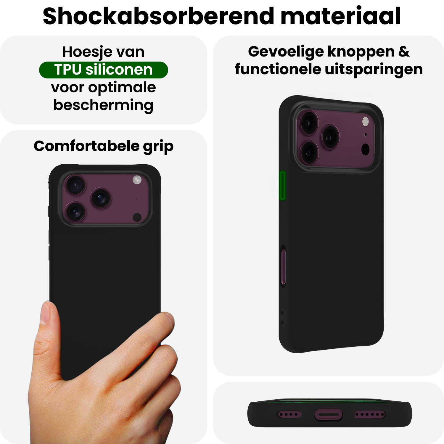 BASEY. BASEY. iPhone 18 Pro Max Hoesje Siliconen - Zwart - 2 PACK