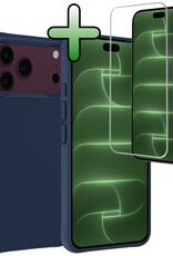 BASEY. BASEY. iPhone 18 Pro Max Hoesje Siliconen Met Screenprotector Met Dichte Notch - Donkerblauw