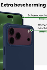 BASEY. BASEY. iPhone 18 Pro Max Hoesje Siliconen Met Screenprotector Met Dichte Notch - Donkerblauw
