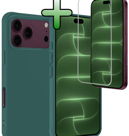 BASEY. BASEY. iPhone 18 Pro Max Hoesje Siliconen Met Screenprotector Met Dichte Notch - Donkergroen