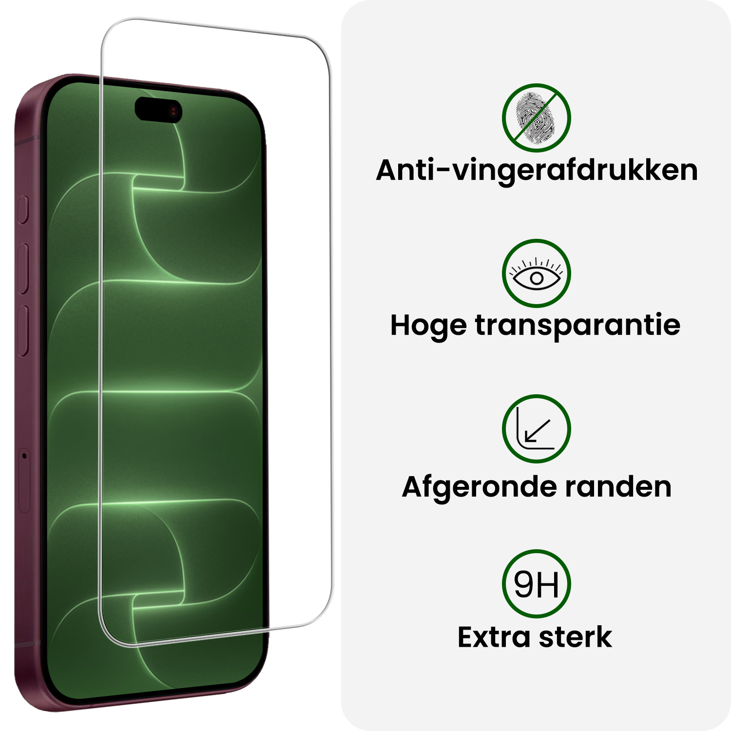 BASEY. BASEY. iPhone 18 Pro Max Hoesje Siliconen Met Screenprotector Met Dichte Notch - Donkergroen