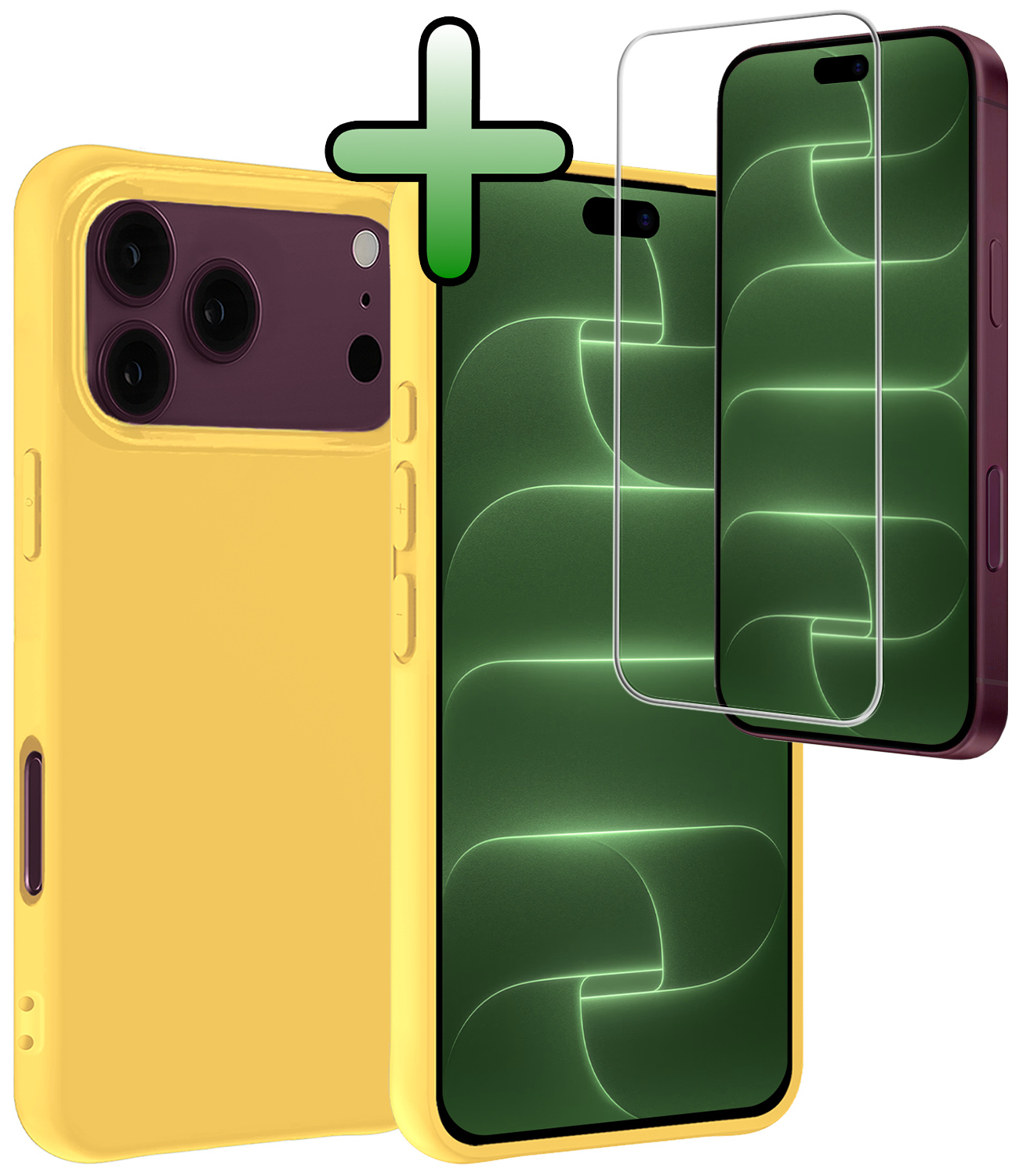 BASEY. BASEY. iPhone 18 Pro Max Hoesje Siliconen Met Screenprotector Met Dichte Notch - Geel