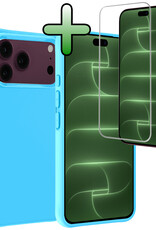 BASEY. BASEY. iPhone 18 Pro Max Hoesje Siliconen Met Screenprotector Met Dichte Notch - Lichtblauw